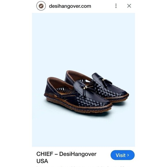 DesiHangover Chief Navy Blue Leather Woven Huarache Slip On Loafer Men’s Size 11 - Picture 12 of 12